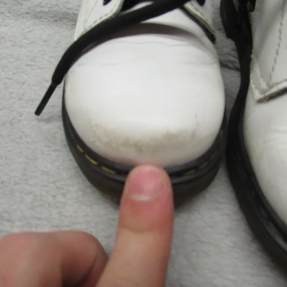 Dr. Martens Kids 11 Combat Boots White‎ Leather Side Zip Lace Up AirWair Classic